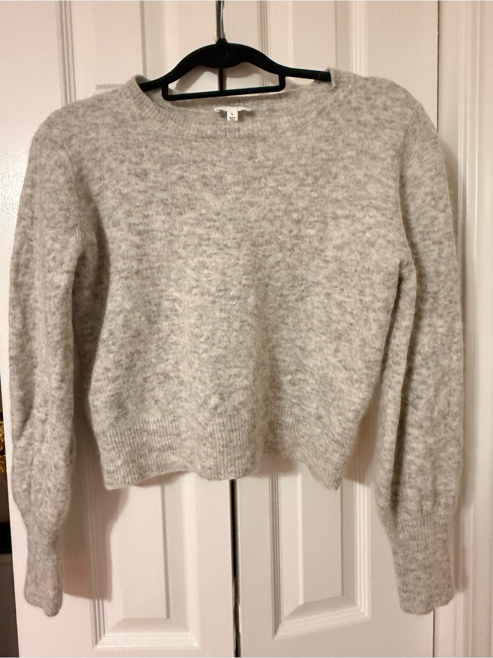 A Loves A Alpaca Wool Blend Cropped Sweater Grey Fuzzy Crewneck size L